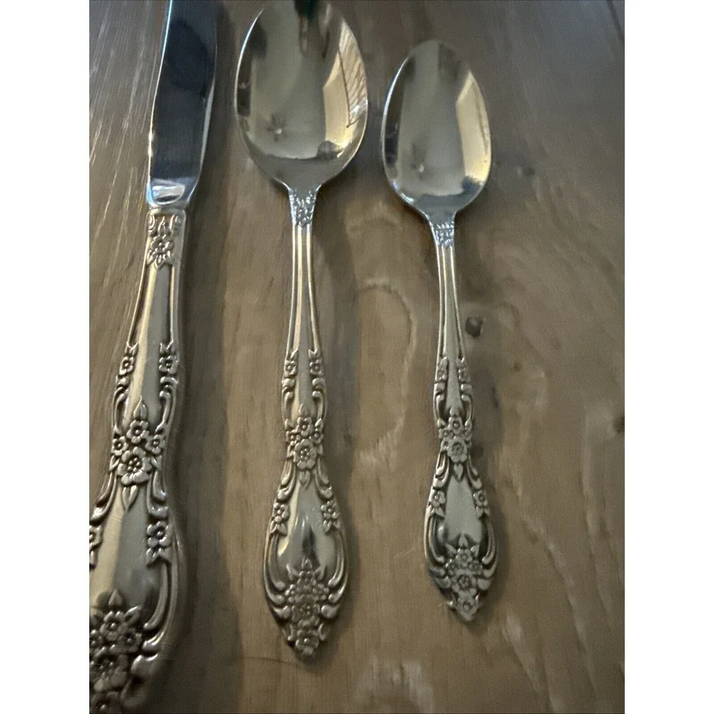 3 PCs Oneida GALVESTON Stainless Flatware 1 Oval Place Spoon 1 teaspoon‎ 1 Knife